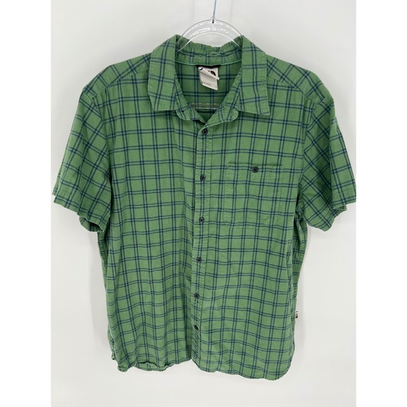 The North Face Other - THE‎ NORTH FACE Button Down Shirt Mens Large Green Plaid Hemp Blend Short Sleeve